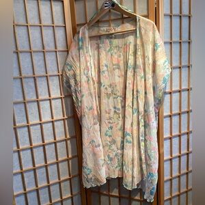 Band of Gypsies Cream Coral Floral Kimono Women's Size S/M